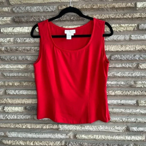 Doncaster Red Silk Blend Scoop Neck Tank Sleeveless Shell Size 10 - Picture 1 of 4